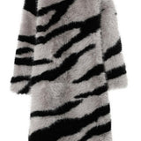 Trendikas Faux Fur Zebra Prindiga Mantel
