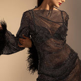 Must Kerge Rhinestone Mini Kleit