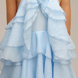 Sinine Maxi Kleid Halter Kaelusega