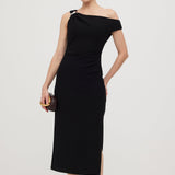 Asümmeetriline Metalliline Midi Kleid