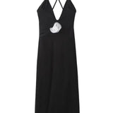 V-kaelusega Halter Midi Kleid