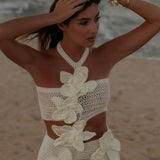 Kootud Lilled Mini Kleit Õhukeses Valges/Mustas