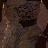 Kootud Lilled Mini Kleit Õhukeses Valges/Mustas