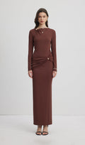 Maxi Kleid Seksikas Loodud - Pruun Jersey