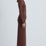 Maxi Kleid Seksikas Loodud - Pruun Jersey