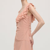 Mini Kleit Volangidega ja Soliidse Lukuga