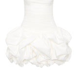 Valge Lühikeste Varrukatega Puhvis Hem Mini Kleit