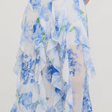 Lilleline Prindiga Ruffle Seljataha Midi Kleid