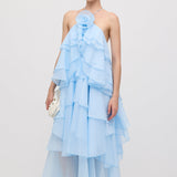 Sinine Maxi Kleid Halter Kaelusega