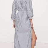 Puuvillane Split Neck T-särk Midi Kleidid Ribal
