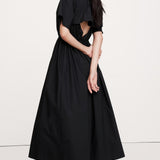 Puuvillane Avatud Seljaga Midi Kleid Mustas