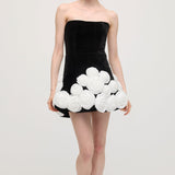 Must Lilleline Õlavarre Mini Kleit