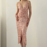 Diamante Riided Midi Kleit Roosa