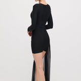 Võimas Asümmeetriline Mini Kleit Kaunistustega