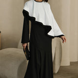 Kontrast Cape Maxi Kleid