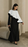 Kontrast Cape Maxi Kleid