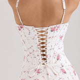 Veniv Puuvilla Midi Kleit Valge Lill