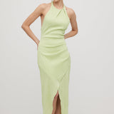 Ühtlane Ribidega Halter Maxi Kleit