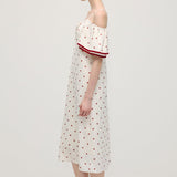 Polka Dot Üks Õlg Midi Kleid