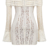 Retro Lilleline Mini Kleit Õlavarrele