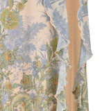 Prinditud Õlata Slit Midi Kleid