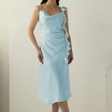 Satiinist Rikkalik Midi Libisev Kleid