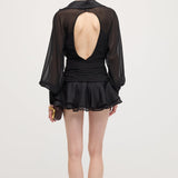 Must Klassikaline Mini Kleit Laternvarrukatega