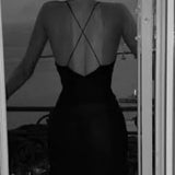 V-kaelusega Halter Midi Kleid