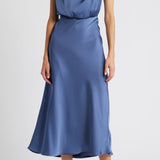 Asümmeetriline satiinist midi kleit Daisy Blue