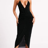 Must-Have Diamante Ruched Midi Dress
