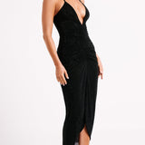 Must-Have Diamante Ruched Midi Dress