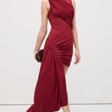 Asümmeetriline Drapeeritud Mini Kleit Burgundia