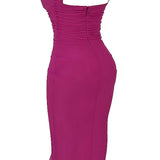 Südamlik Rinnatükkidega Midi Kleid