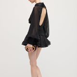 Must Klassikaline Mini Kleit Laternvarrukatega