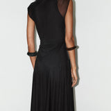 Kogutud Tülli Midi Kleid Mustas