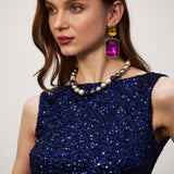 Navy Sequin Mini Dress by Kino