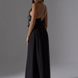 V-kaelusega Halter Midi Kleid