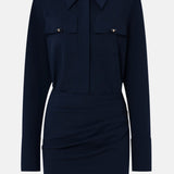 Must Mini Kleit Kraega ja Drapeeritud Detailidega