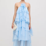 Sinine Maxi Kleid Halter Kaelusega