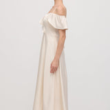 Ruffled Satin Midi Dress