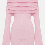 Roosa Üks Õlg Boucle Kootud Mini Kleidid