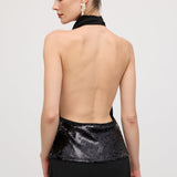 Cowl Neck Open Back Maxi Dress with Cardigan
