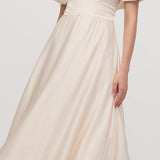 Volangidega Satään Midi Kleit Avatud Õlgadega