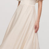 Õlavarre Rüüs Satin Midi Kleid