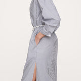 Puuvillane Split Neck T-särk Midi Kleidid Ribal