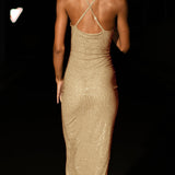 Diamante Rüüsitud Midi Kleid
