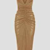 Diamante Rüüsitud Midi Kleid