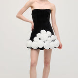 Must Lilleline Õlavarre Mini Kleit