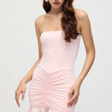 Mini Kleid Roosa Slinki ja Võrgust Õlavarre