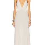 V-kaelusega Halter Midi Kleid